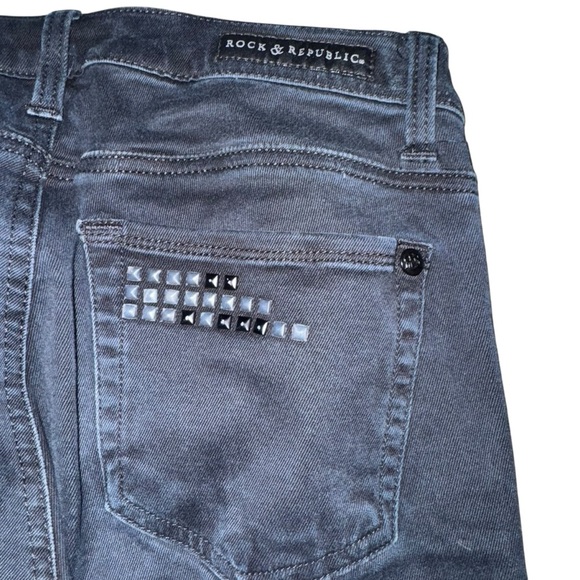 Rock & Republic Women’s Skinny Jeans SZ 8M Black Stretch Deco Pockets Midrise - Picture 4 of 9